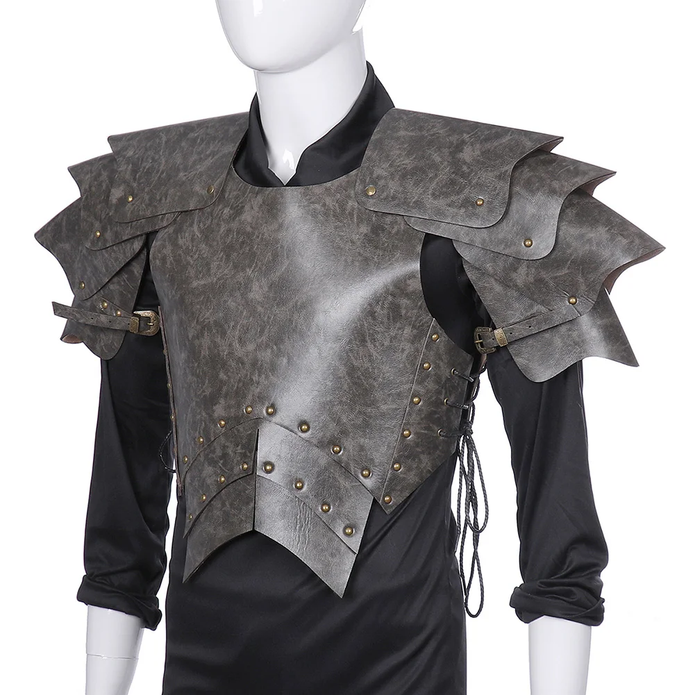 

PU Leather Collection Halloween Party Lace-up Medieval Costume Gift Adult Performance Stage Soft Warrior Photo Props Men Armor