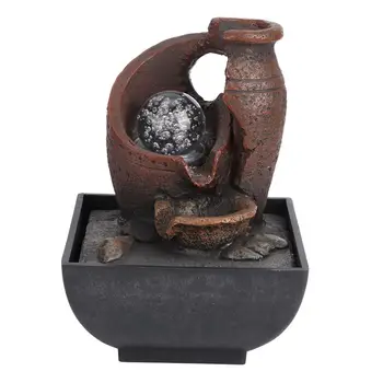 

Desktop Fountain Flowing Water Decoration Ornament with LED Light Decor for Home Courtyard