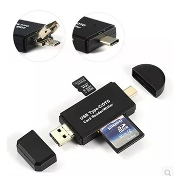 

Type C & micro USB & USB 3 In 1 OTG 2.0 Card Reader High-speed Universal OTG TF/SD for Laptop Phone Extension Headers Cardreader