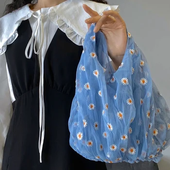 

FANTASY 2020 New Style Blue Flower Handbags For Women Embroidery Cute Fresh Tote Bag Female Bohemia Ins Hot Sale Good Quality