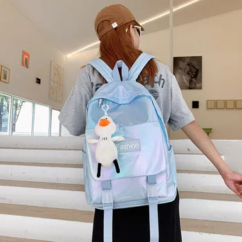 

Fashion Laser Nylon Women's Backpack School Backpack for Teenager Girls School Bags Backpack Women 2020 Trend Schoolbag Mochila