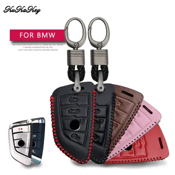 

Leather Car Key Case Cover Protection Shell Skin For BMW X1 X3 X4 X5 X6 F15 F48 540 740 1 2 5 7 Series 218i Keyring Keychain