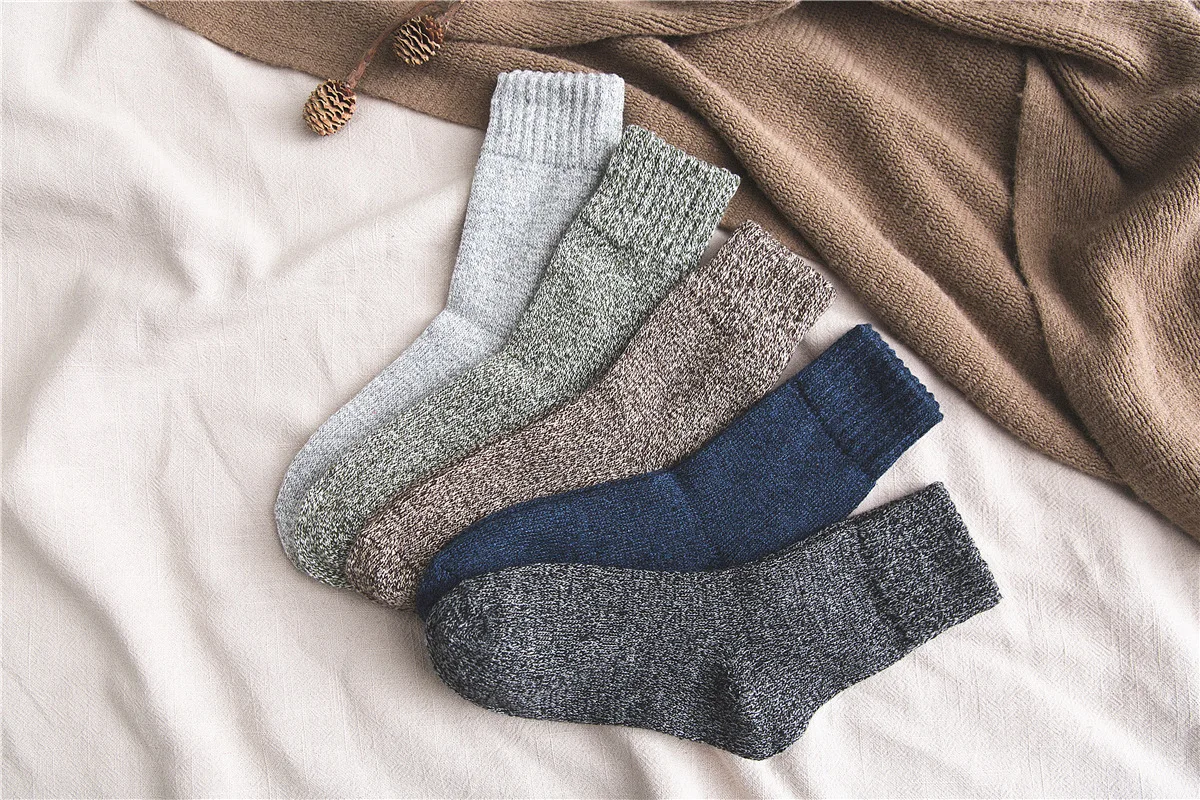 5 пар зимних теплых и утолщенных носков из кроличьей шерсти мужские носки с однотонными цветами и нитью Счастливые Носки мужские подарки для мужчин 397