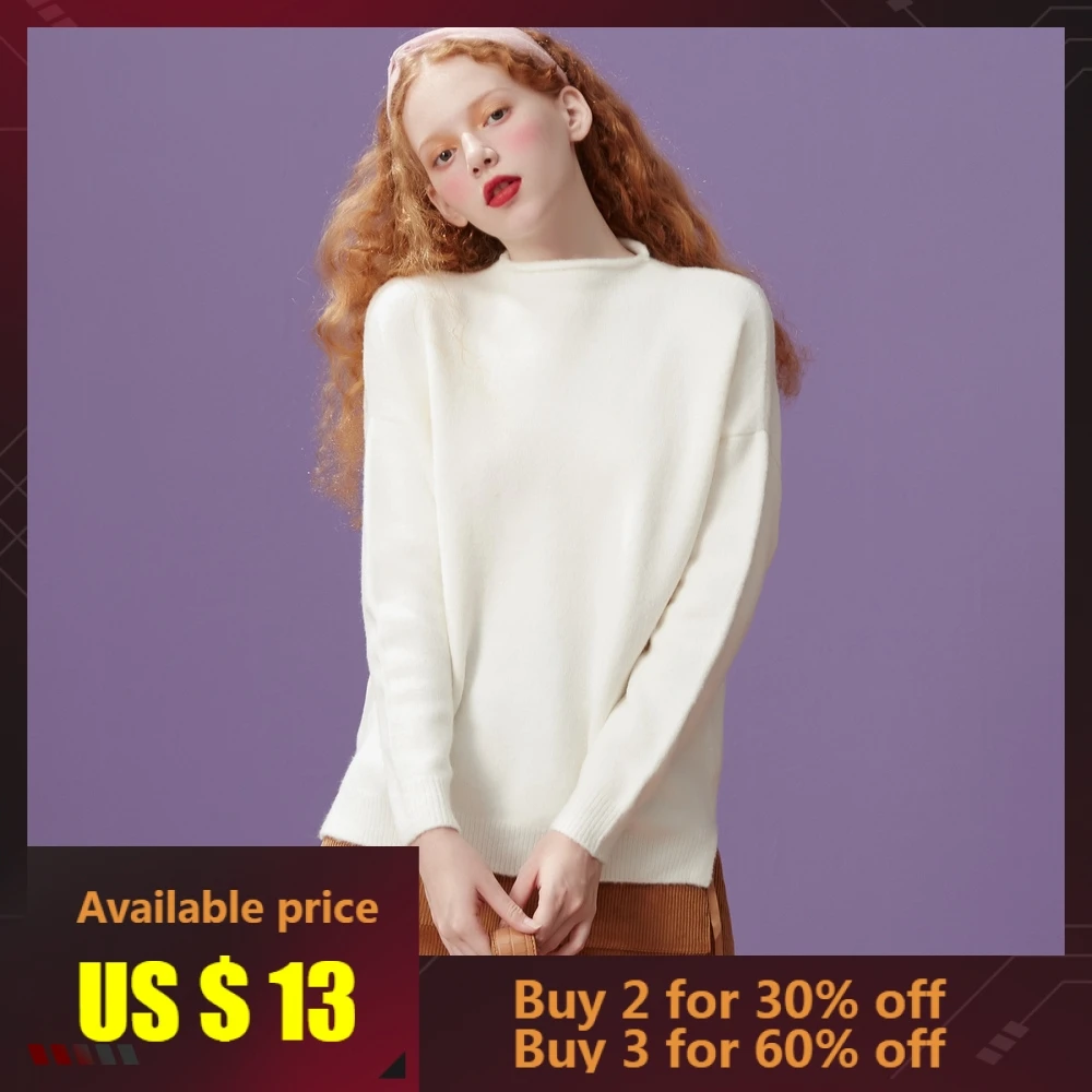 

METERSBONWE New Winter Female Sweater Split Long Sleeve Sweater Soft And Comfortable Fashion Sweater