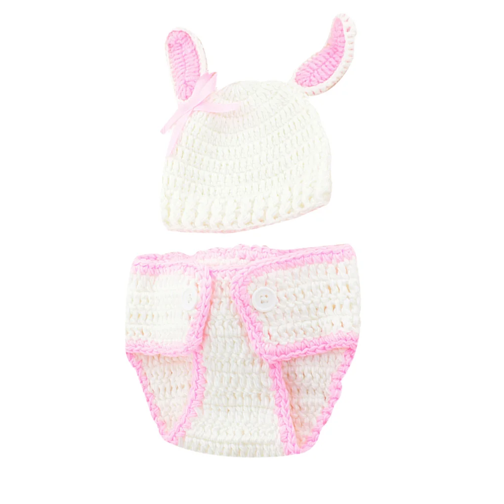2PCS/Set Newborn Photography Props Baby Knitted Crochet Hat Pants Baby Photo Shooting Cute Infant Cap Outfit