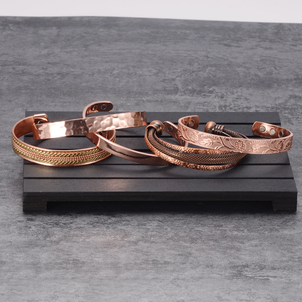 Meathly Pure Copper Bracelet Men Magnetic Vintage Adjustable High Magnet Open Cuff Bangles Health Energy Jewelry for Male Women_voghion.com