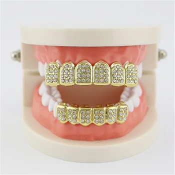 

Rhinestone Top Bottom Teeth Set Hip Hop Teeth Cap Bling Shiny Tooth Dental Decor Halloween Jewelry Party Christmas