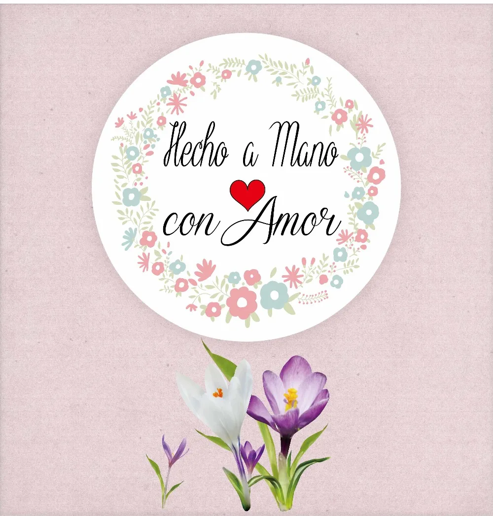 DouxArt 100 штук наклейки Hecho a Mano con Amor 4 см гирлянда сувенирные этикетки для свадьбы