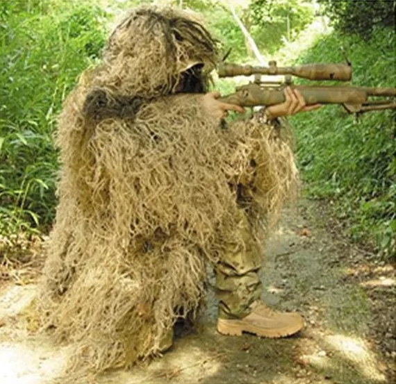 Ghillie костюм для охоты Камуфляжный костюм Охота Зеленая и сухая трава