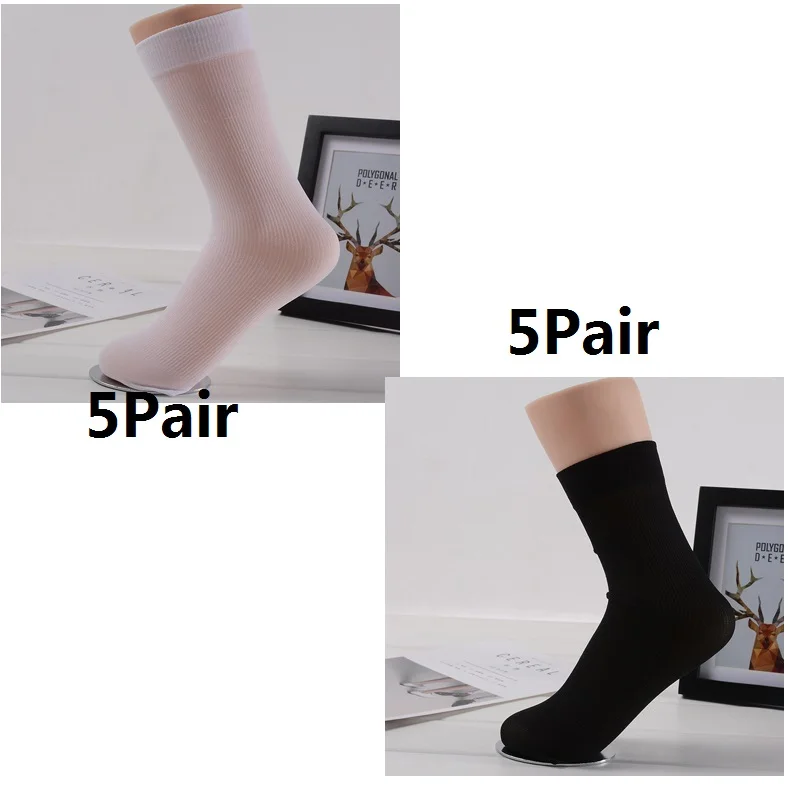 10Pairs 1/5/10 пар Для мужчин носки летние ультра-тонкие эластичные мужские короткие безбортные носки из дышащей ткани мужской в стиле шелковистые носки средней длины высокое качество - Цвет: 10Pairs