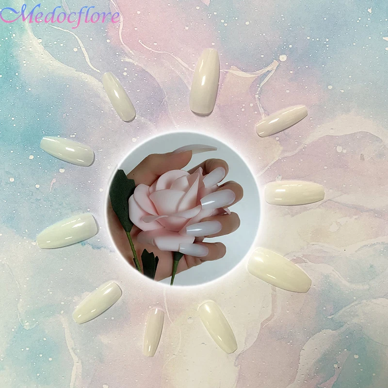 

100pcs acrylic beige false nails ballerina clear long coffin stiletto fingernail practice press on nails manicure beauty salon