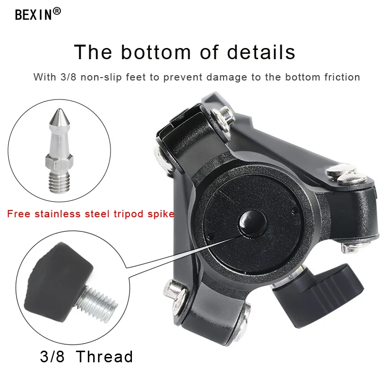 BEXIN ST-2 Universal Mini Three Feet with stabilizers photography monopod accessories base Monopod Stand 3/8" Screw