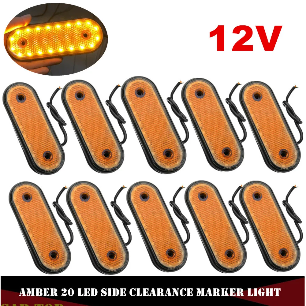 10pcs 12v Side Marker Amber 20led Markerings Light Side Marker Led