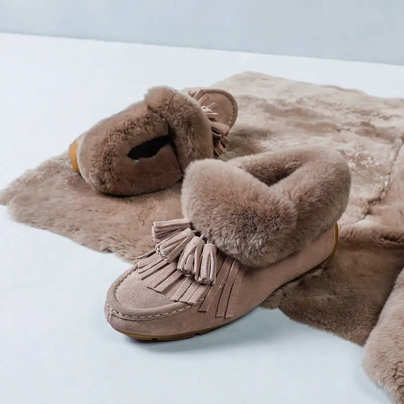

Loafers Fur Round Toe Women 2019 Fashion Women's Slip-on Handmade Leather Shoes Fringe Casual Female Sneakers Flats Modis Slip