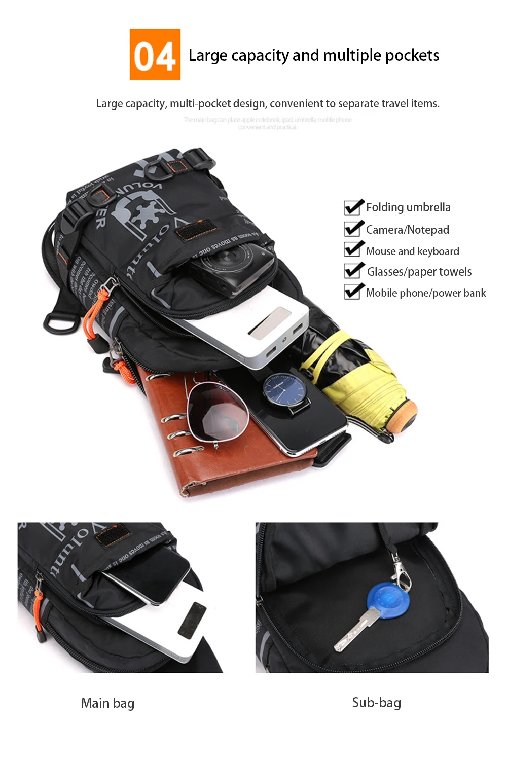 New Men Chest Bag High Quality Nylon Rucksack Knapsack Brand Famous Travel Casual Male One Shoulder Bags Sling Backpack Daypack