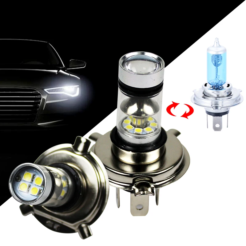 

1PCS LED Cars Fog Ligth 100W 1000LM H 4 H 7 12-24V 6500k White Auto Light Bulb Replace halogen lamp 360 angle beam