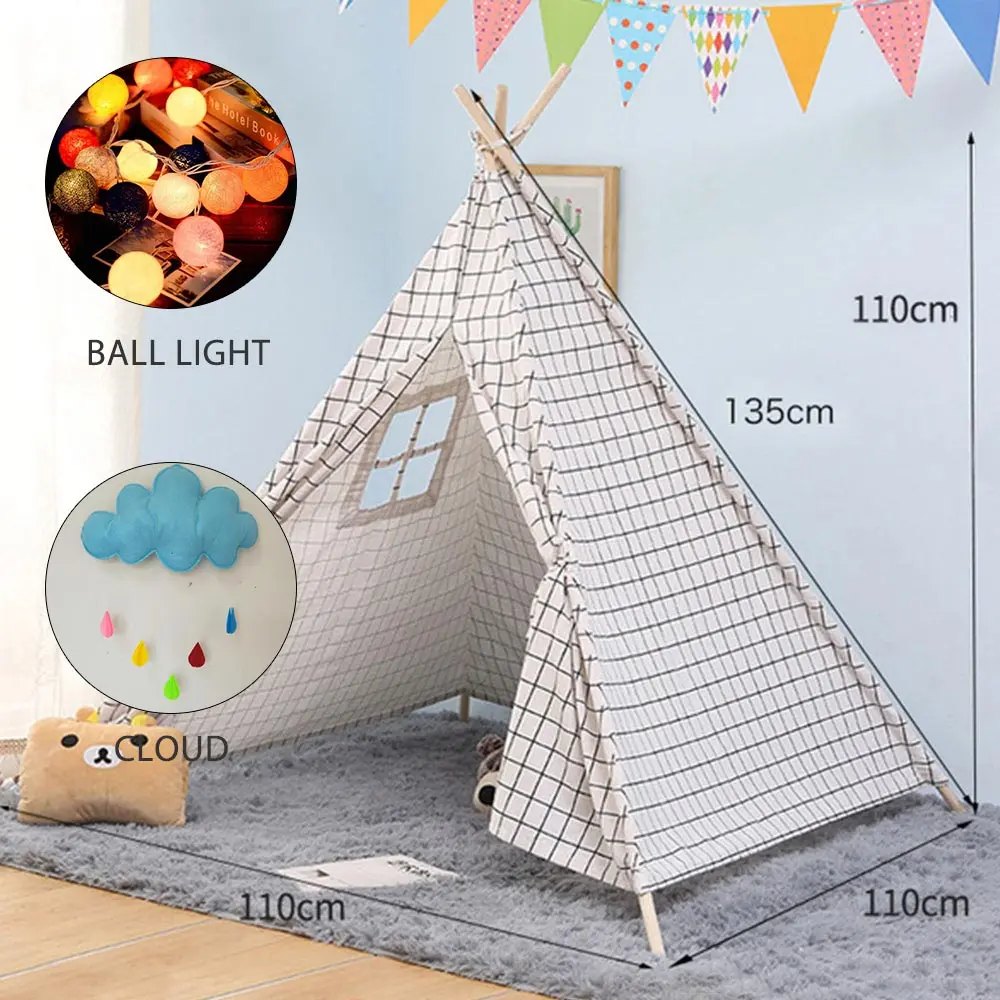Детская палатка для игрового домика, портативная складная палатка 135*110 см, детская палатка для маленьких девочек, Wigwam, Индия, треугольная палатка, декор для комнаты