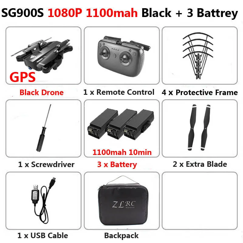 SG900-S SG900 Профессиональный Дрон с камерой 1080P 4K HD gps WiFi FPV 20 мин Время полета широкоугольный Радиоуправляемый квадрокоптер вертолет игрушки - Цвет: SG900S 1080P 1100 3B