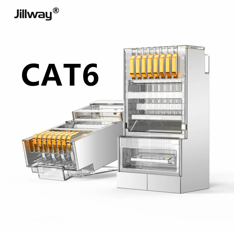 Разъем RJ45 Jillway Cat6 8P8C Модульный сетевой Кабельный штекер с кристаллической
