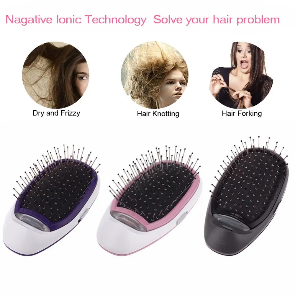 

Portable Electric Ionic Hairbrush Negative Ions Hair Comb Brush Hair Modeling Styling Hairbrush