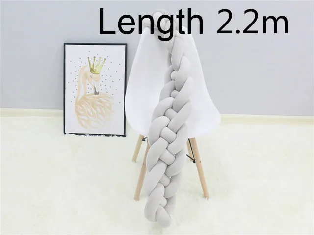Gray 2.2m Плетеная из 4 нитей Плетенный из веревки для малышей с Бампер для постельное белье набор подушек детские кровати с двухсторонним движением твист детские вещи для кровать для новорожденных бампер - Цвет: Gray 2.2m