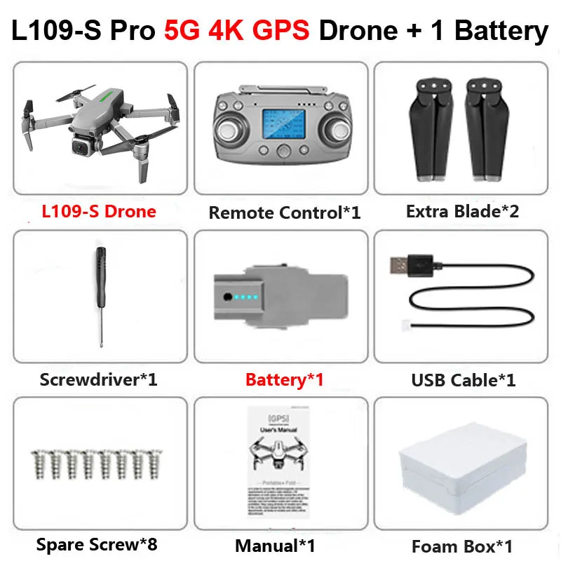 L109 L109-Pro gps Профессиональный Дрон с HD 4K ESC камерой 5G WiFi FPV оптический поток бесщеточный мотор RC Квадрокоптер Вертолет игрушка - Цвет: L109S-Pro 4K 1B Foam
