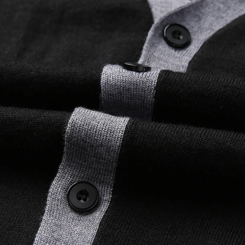 2019 autumn knit jacket stitching sweater slim single-breasted urban V-neck long-sleeved thin sweater cardigan