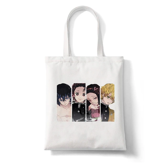 Shopping Bags Shopper Bag Demon Slayer Anime Rengoku Kyoujurou Kimetsu No Yaiba Harajuku Canvas Tote Bag Handbags Shoulder Bags B137Q