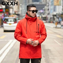 Весна осень мужской с капюшоном красный плащ Новое поступление Повседневная модная мужская однотонная Длинная ветровка Свободная верхняя одежда пальто