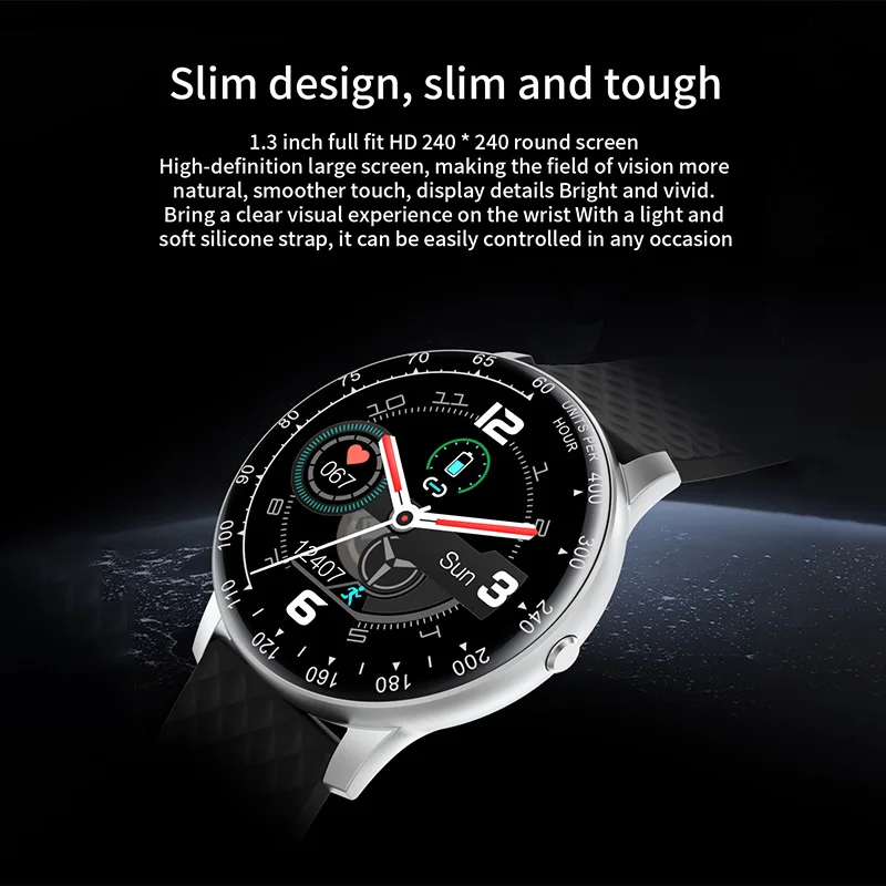 

2020 H30 Round Screen Smart Watch Bluetooth Waterproof Heart Rate Pedometer Sports Health Smart Bracelet for Male Female Student