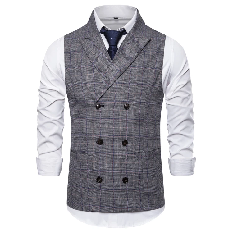 

Mens Sleeveless Suit Vest Double Breasted Waistcoat Men Business Casual Vests