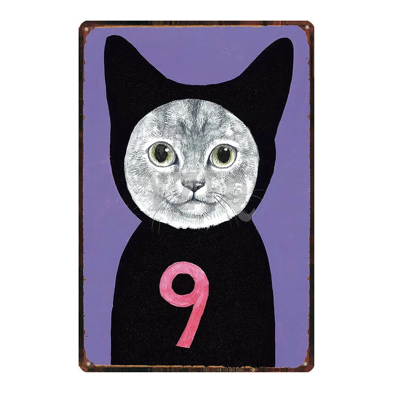 

Japanese Cat Sign Plaque Metal Vintage Metal Plate For Wall Poster Bar Art Home Decor Cuadros DU-2908