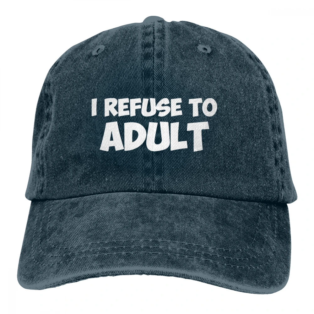 Я откажюсь взрослым Casquette черные унисекс Мужские Женские джинсовые бейсболка с ремешком кепки регулируемые Гольф папа шляпа