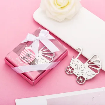 

50Pcs Pink Blue Baptism Gift With Box Metal Wine Bottle Opener Favors Baby Shower Boy Girl Kids Birthday Souvenir With Box