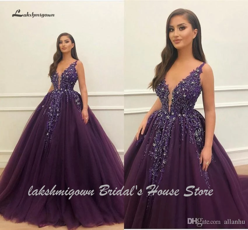 Фиолетовый Lakshmigown, длинное фиолетовое свадебное платье, Vestido de Noiva,, Кружевная аппликация, сексуальные свадебные платья, на шнуровке, сзади, свадебное платье - Цвет: Фиолетовый