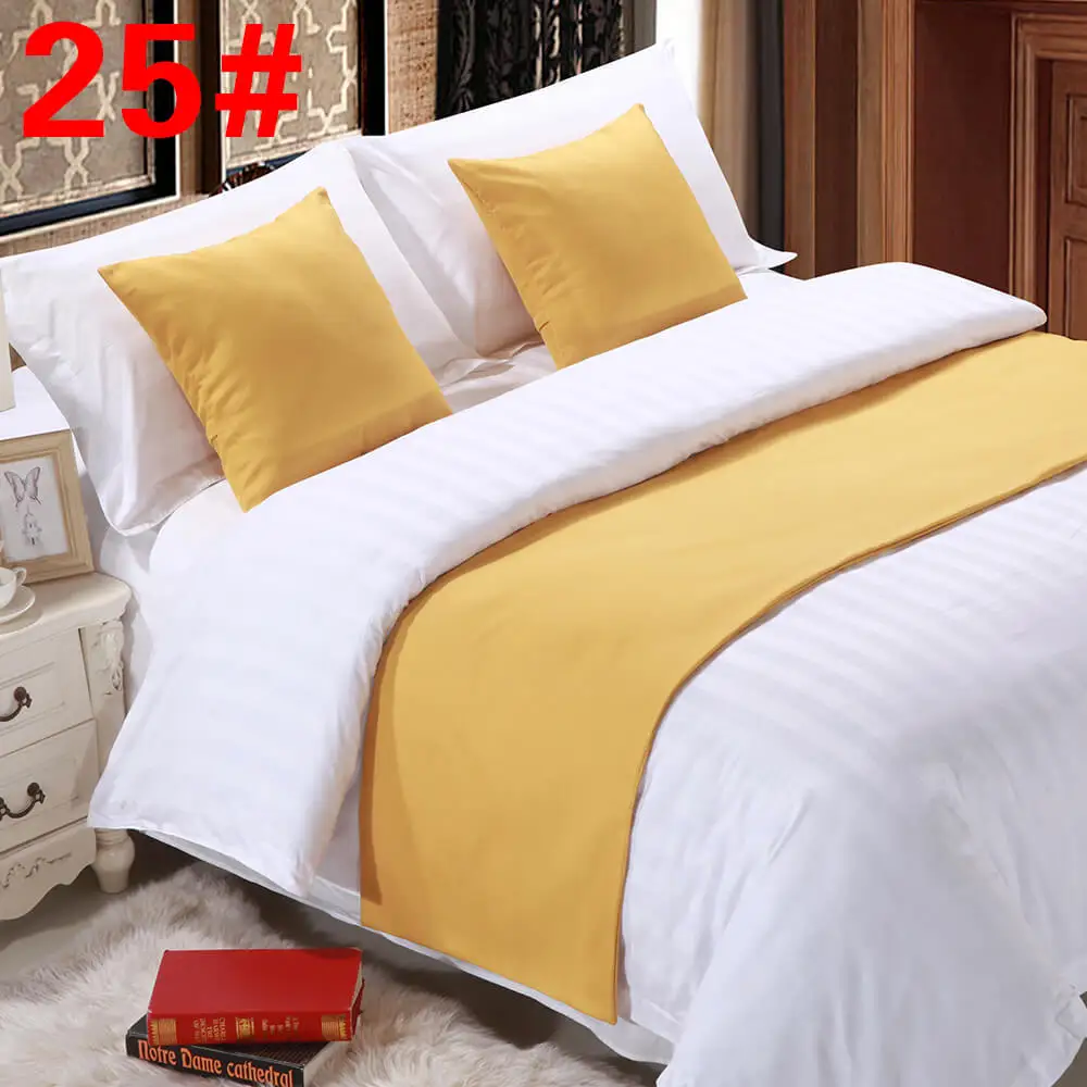 Solid Bed Runner Hotel Scarf Set Protector Slipcover Bed Decorative Scarf King For Hotel Bedroom Wedding Cushion Cover Teal Blue