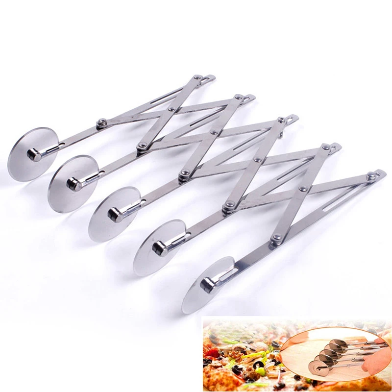 5 Wheel Pastry Cutter Stainless Pizza Slicer MultiRound Dough Cutter Roller