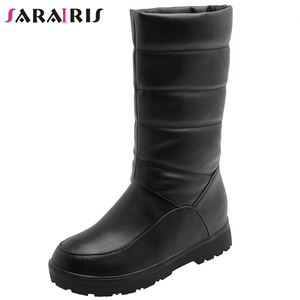 

SARAIRIS Female Warm mid-calf Snow Boots Casual Low Heel Boots Women Concise Winter Waterproof Platform Shoes Woman