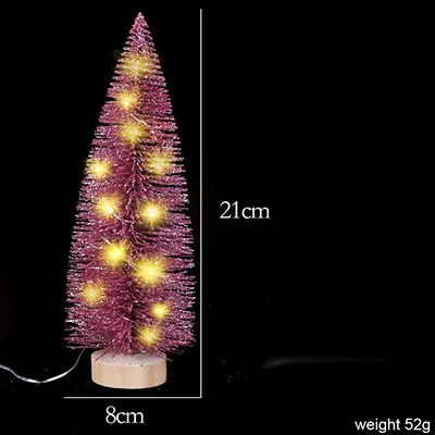 pink 21cm Мини изысканные Рождественские елки белые розовые маленькие елки с огнями рождественские подарки Рождественские елки с блестками рождественские реквизиты - Цвет: pink 21cm