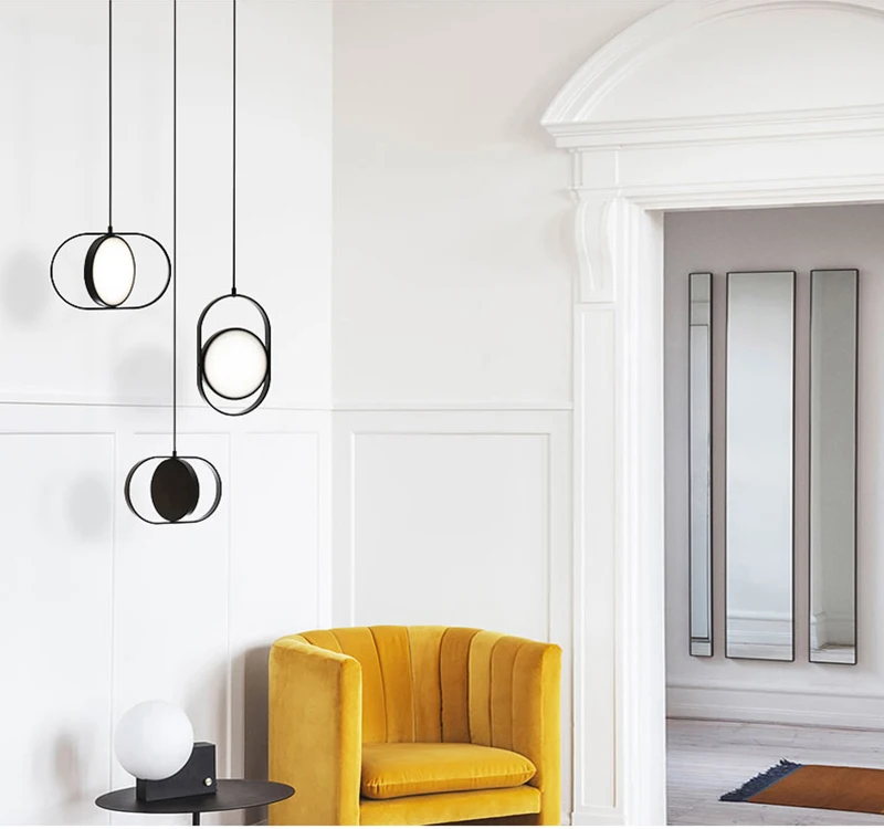 Черная Вращающаяся круглая люстра скандинавский дизайнер блеск decoracion hogar nordico для винтажного домашнего декора прикроватная лампа Прямая поставка
