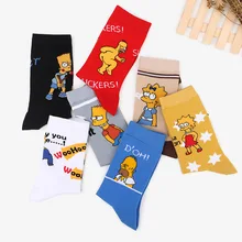 

A Pair of Autumn and Winter Men and Women's Socks Fashion Cartoon Happy Novel Quality Stitching Soft and Comfortable Crew Socks