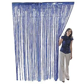 

3 ft. x 8 ft Wedding Photozone Metallic Blue Foil Fringe Curtain Glitter Curtain Birthday Christmas New Year Decorations