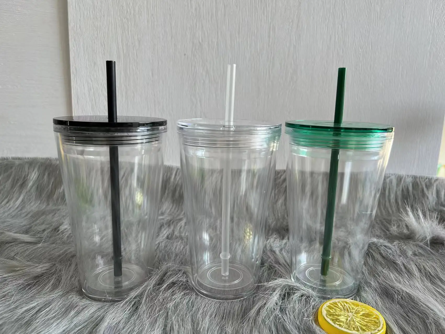 Double Wall Plastic Mason Drinking Jar Glasses 16oz / 470ml at