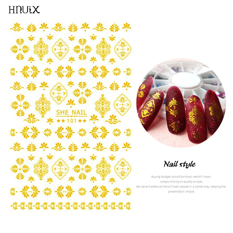 

1 leaf pattern geometric gold 3D Nail Art sticker decals adhesive strips wave line manicure Nail Art decoration tip