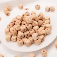 50Pcs/Lot Square Wooden Alphabet Beads 12mm English A-Z Personalized Name Letter Beads for Baby Nursing Pacifier Chain Accessory 1
