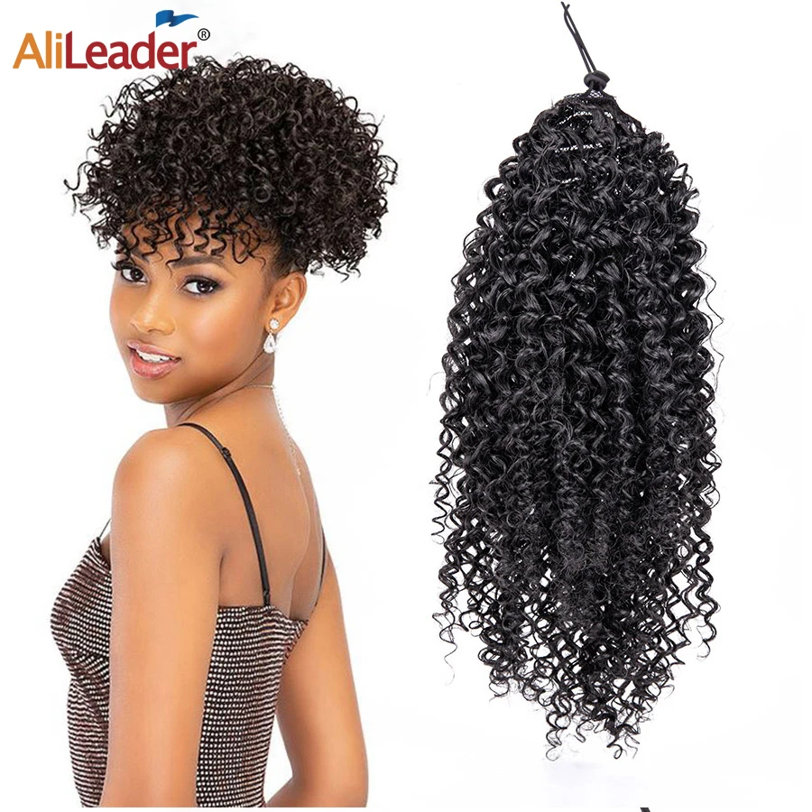 

Alileader Kinky Curly Ponytail Curly Drawstring Ponytail Synthetic Clip In Hair Extension Afro Kinky Curly Pony Tail Extension