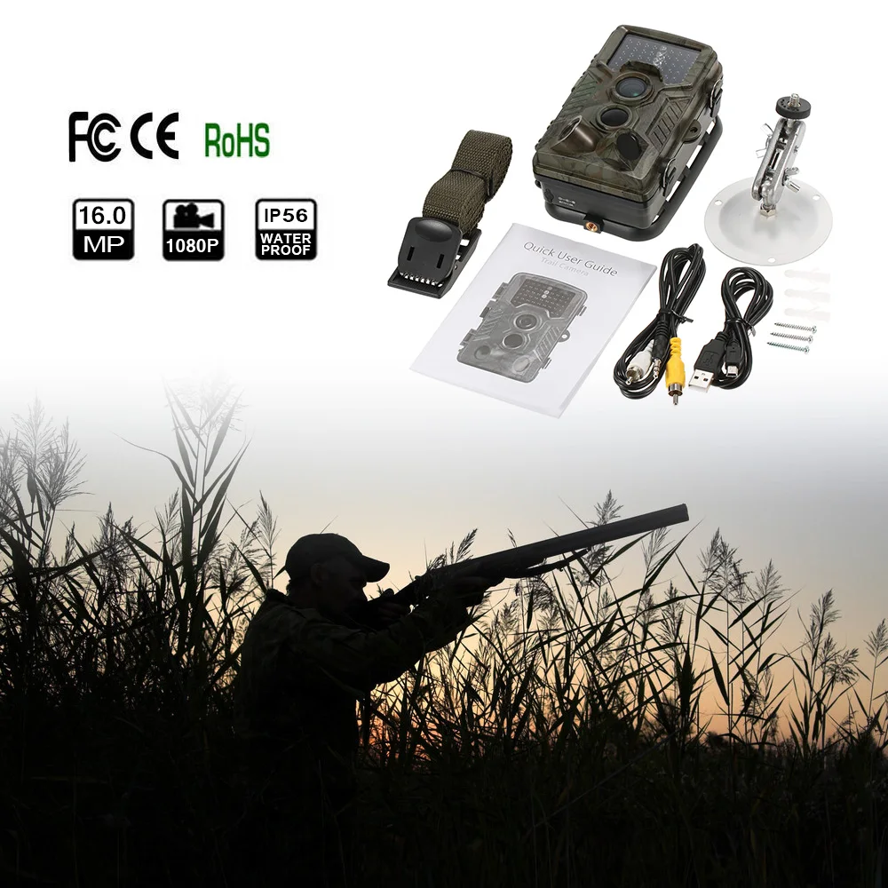 16MP 1080P камера для охоты и игр, цифровая камера видеонаблюдения, 120 градусов, широкий угол обзора 65ft