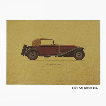 

Hand-Painted Classic Car F-/Nostalgia/Small Size Kraftpaper Decoration Posters 25.5x35.5cm retro garage decor retro