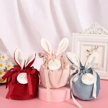 

Cute Bunny Gift Packing Bags Velvet Chocolate Candy Packing Pouches Display Wedding Birthday Party Jewelry Organizer