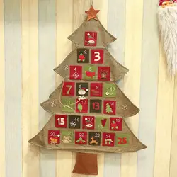 Рождественская елка орнамент Адвент обратного отсчета Advent календари льняные подвесные праздничные принадлежности